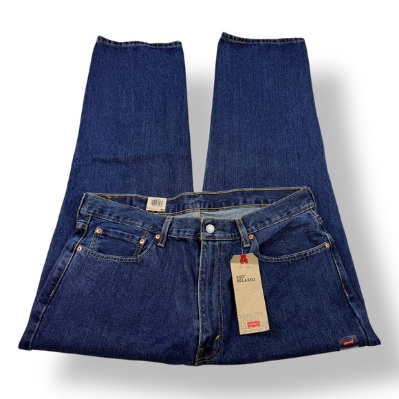 Levi Strauss 550 Mens Relaxed Fit Dark Wash Denim Jeans 38x30 NWT